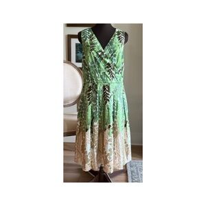 Talbots Floral Sleeveless Fit and Flare Dress - Women’s Size 10 - Green